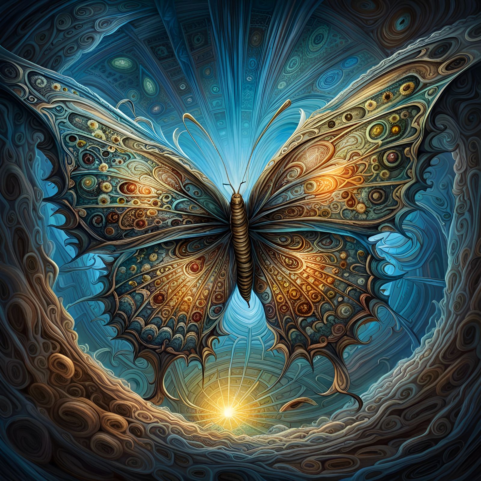 Divine Butterfly Lost Between Cosmic Dimensions