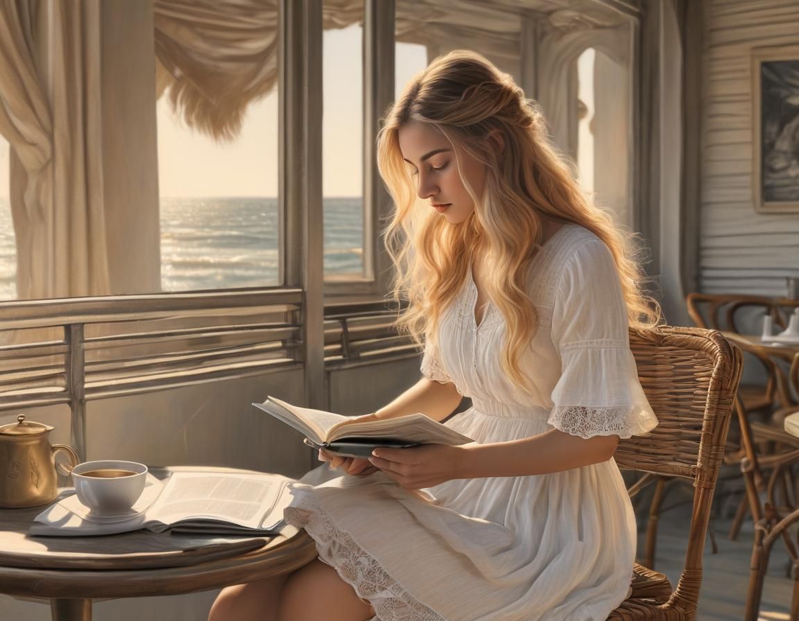 Seaside Cafe: Pencil Drawing Inspired by Doré