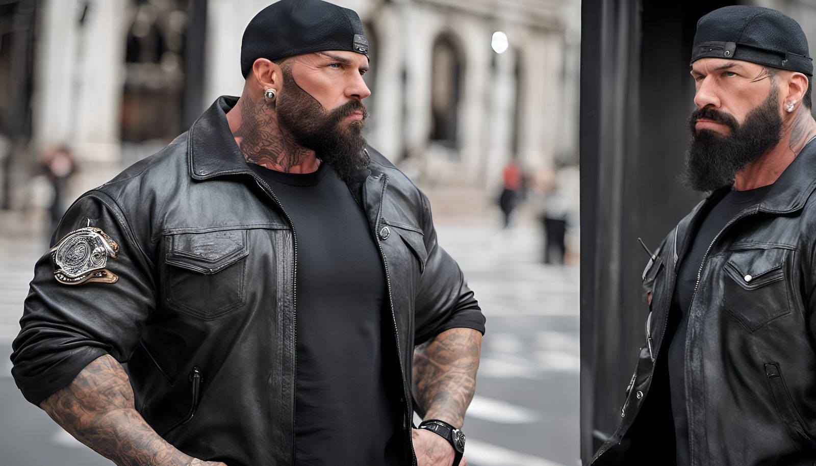 Giant Bodybuilder Motorcycle Cop with Huge Muscles