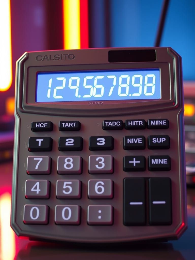 Retro-Futuristic Calculator with Neon-Lit Digital Display