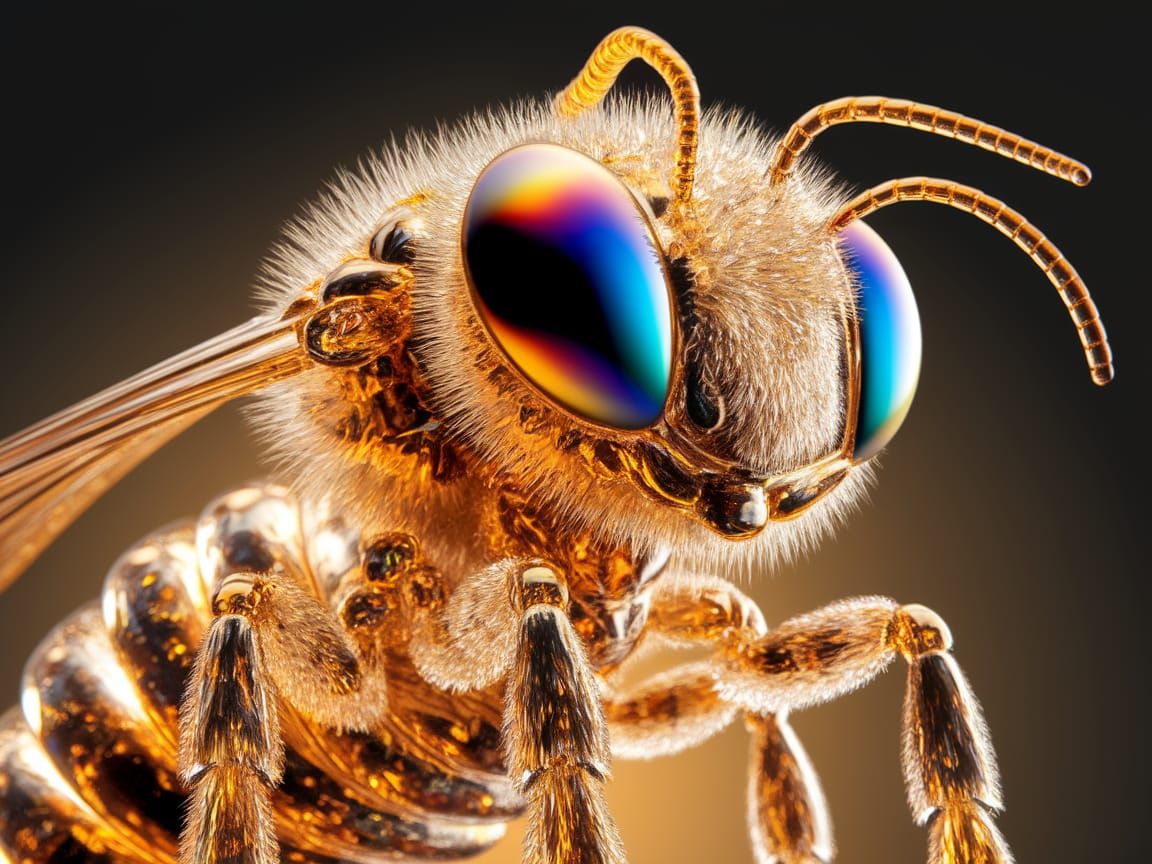 Magnificent Golden Glass Bee in Warm Sunlight