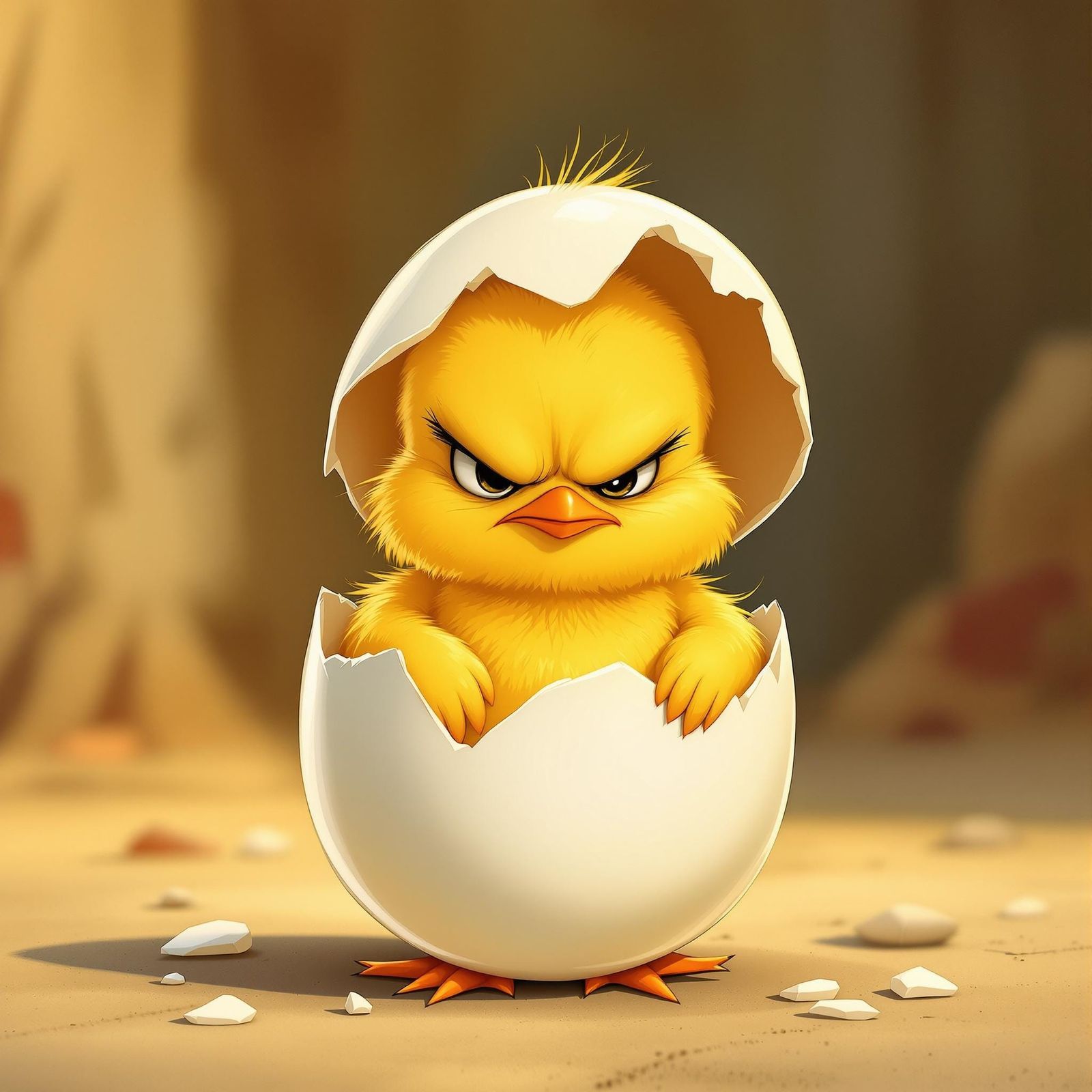 Grumpy Chick Hatching: A 1950s Cartoon