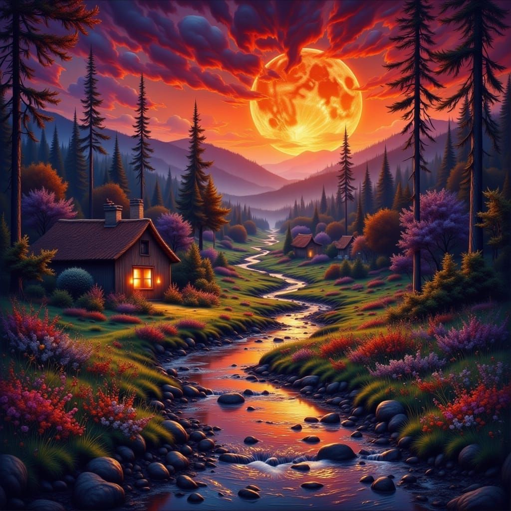 A small village with a stream 3