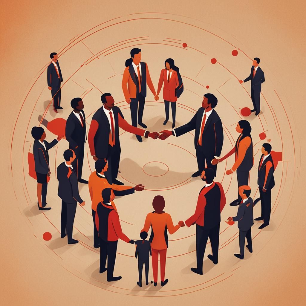 Minimalist Figures Closing Deal in Warm Colors