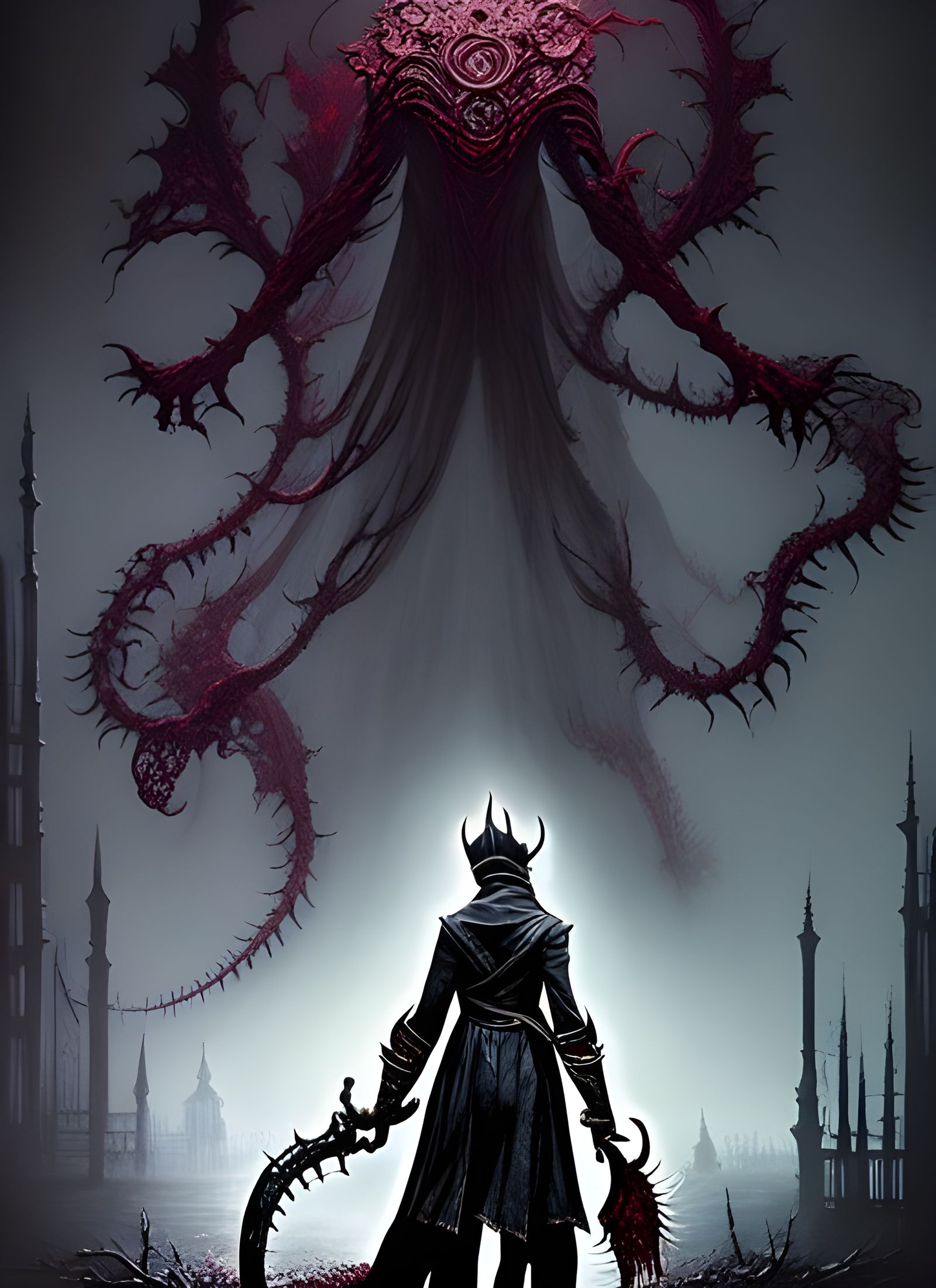 Ethereal Bloodborne Boss in Photorealistic Style