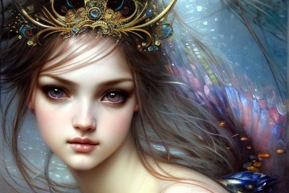 Detailed Mermaid Princess Portrait in Hyperrealistic Style