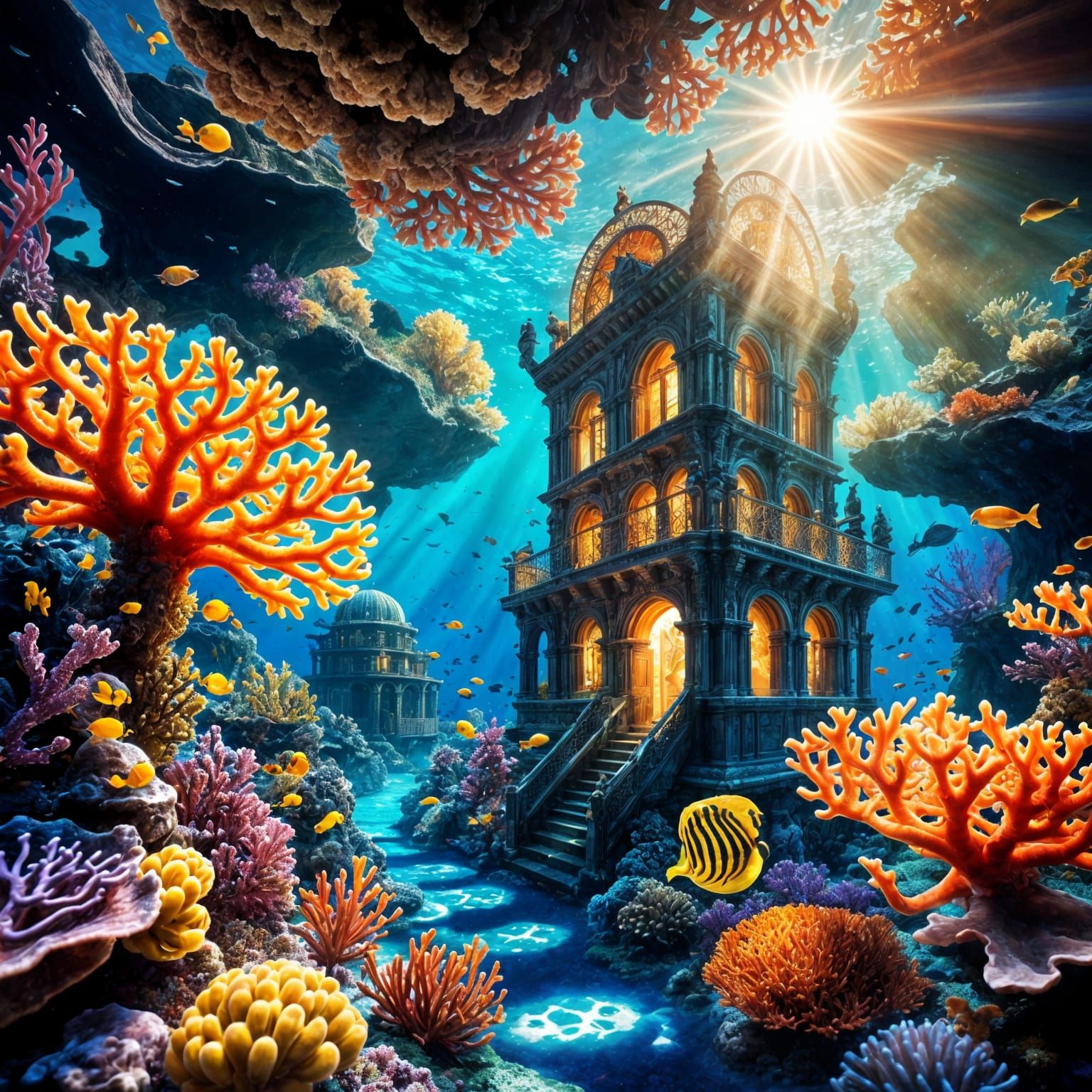 Bioluminescent Coral City: Underwater Metropolis