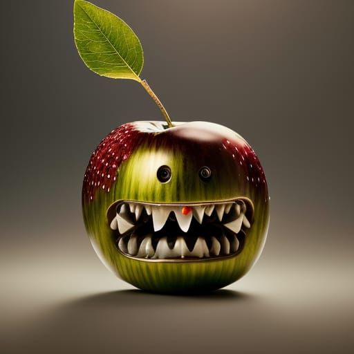 Drooling Apple: Hyperrealistic Fantasycore Artwork