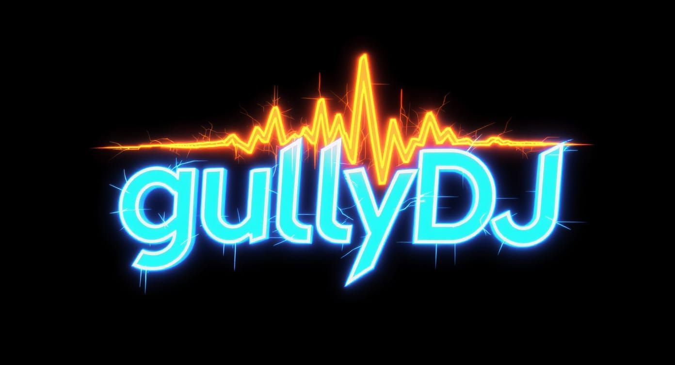 Dynamic Electric Logo for gullyDJ in Neon Style