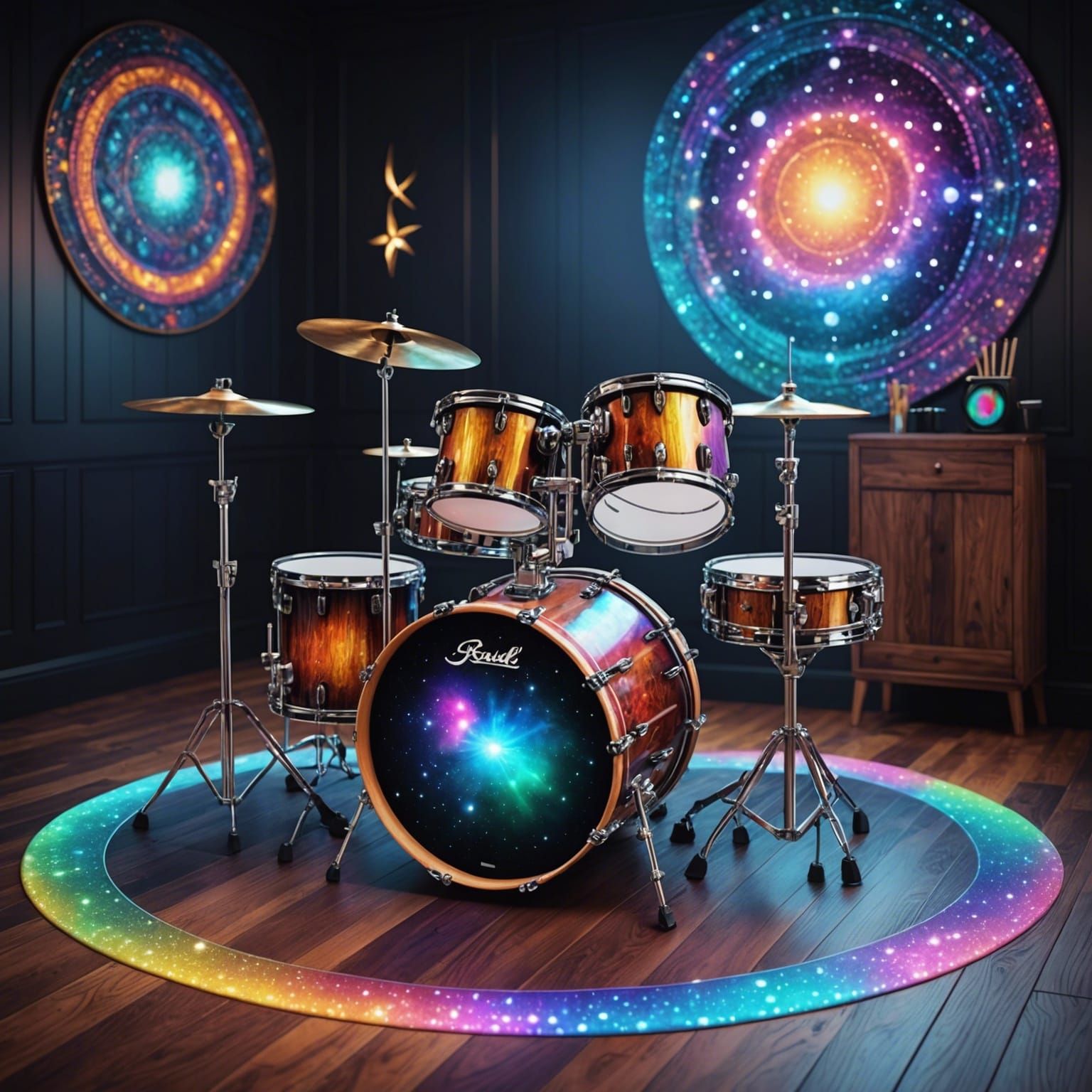 Astral Drum Kit on Hardwood Floor