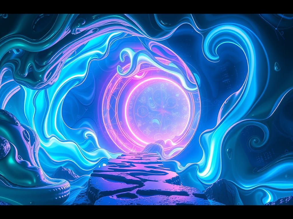 Cyberpunk Portal in Ethereal Neon