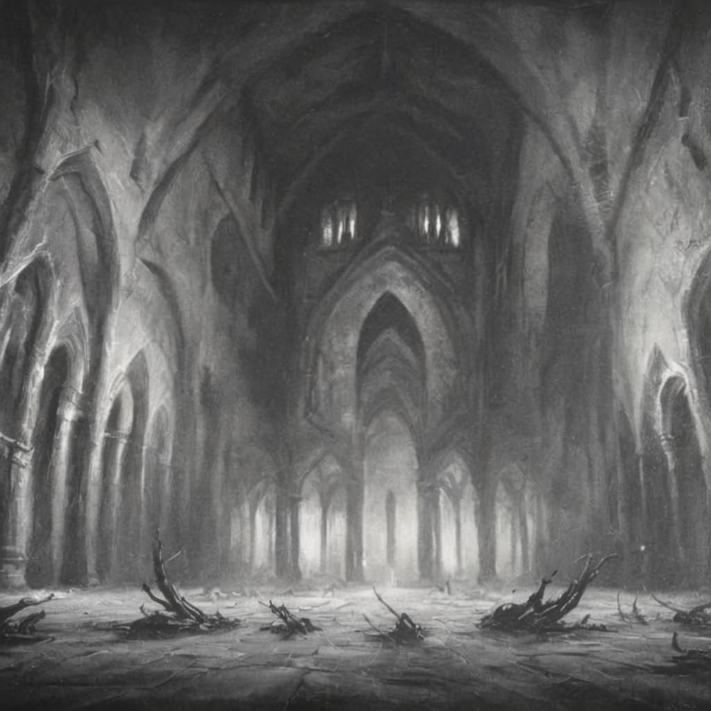 Gothic Horror: Charred Fabric in Dark Cathedral