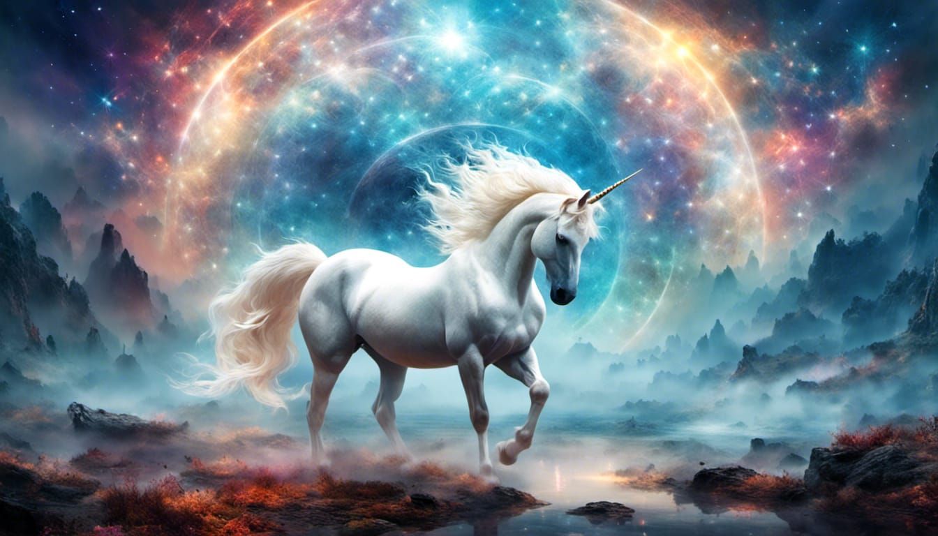 White Unicorn in Mystic Cosmic Landscape
