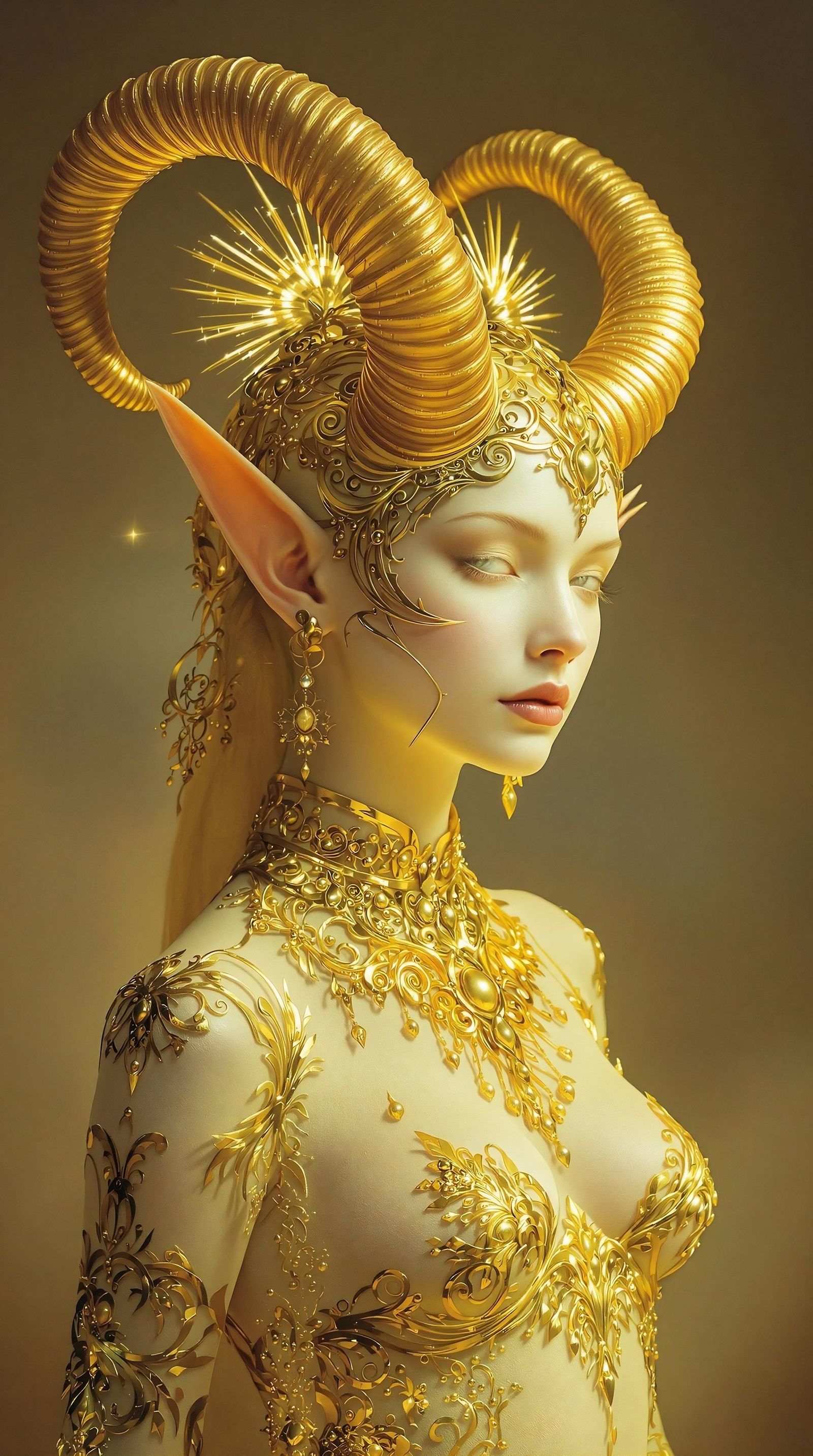 Ethereal Fantasy Warrior in Mythological Regalia