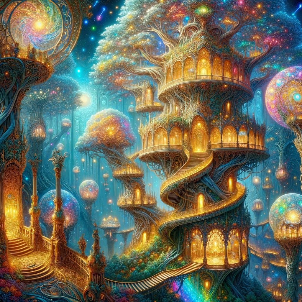 A breathtaking, high-fantasy Elven treehouse village