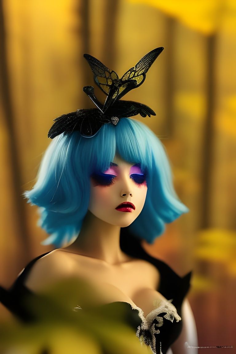 Fairies Kissing with Blue Wings in Dreamcore Style