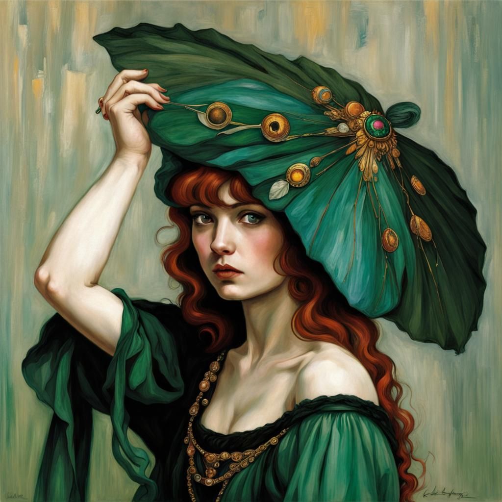 Emerald Entity Inspired by Klimt and Botticelli