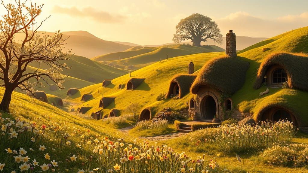 Bucolic Shire Village Awakens in Vibrant Spring Bloom