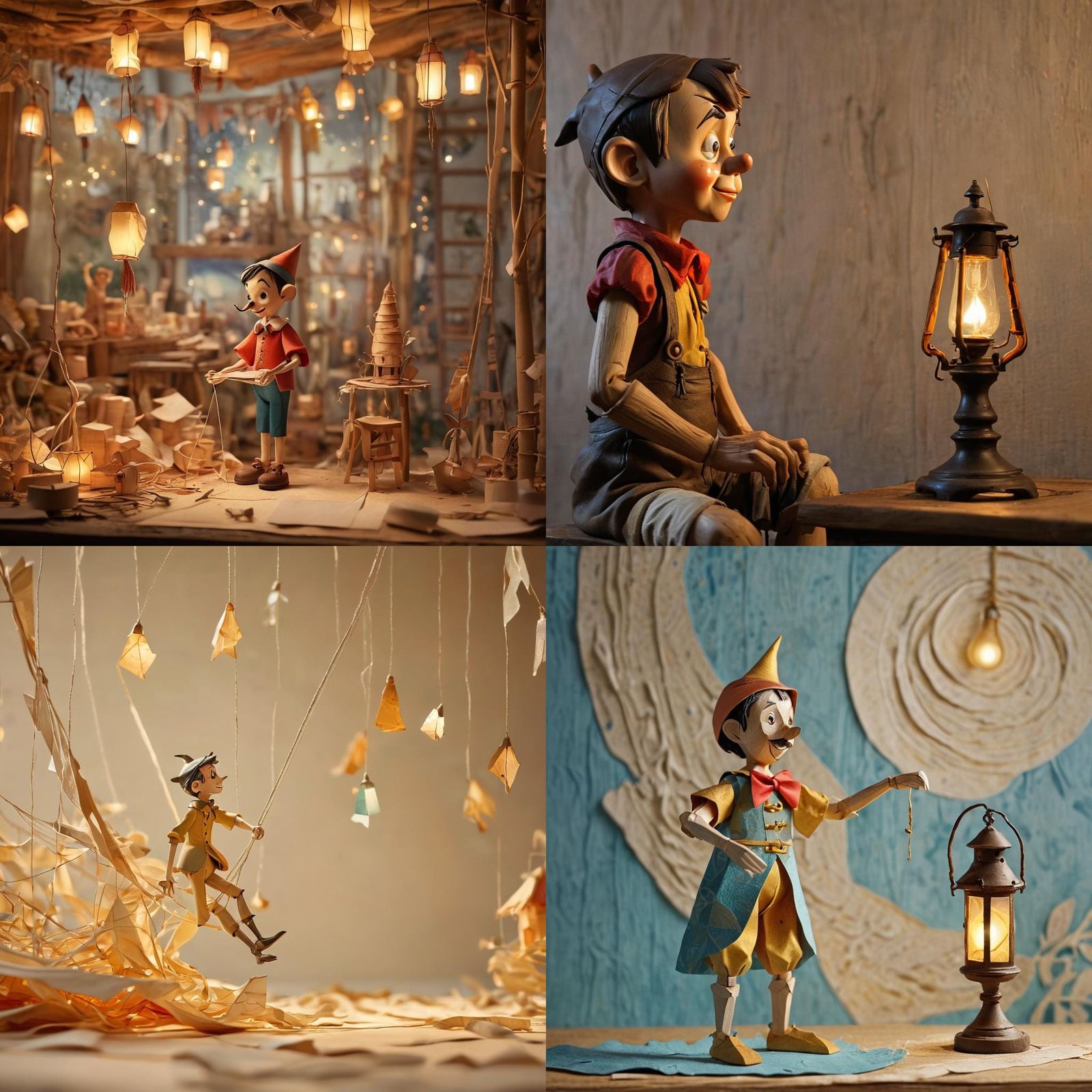 Pinocchio Paper Diorama with Expressive Lighting