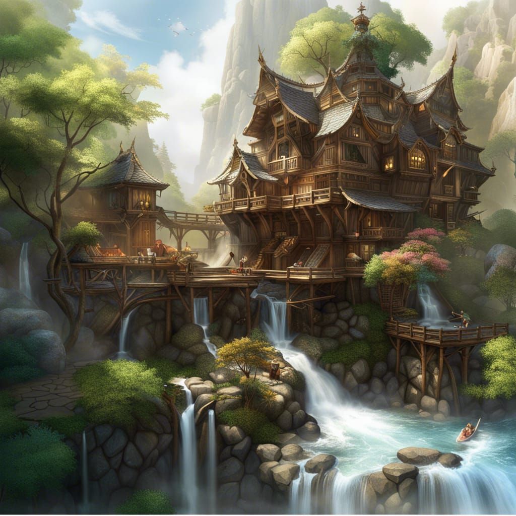 Hypermaximalist Fairy Treehouse Above Clouds