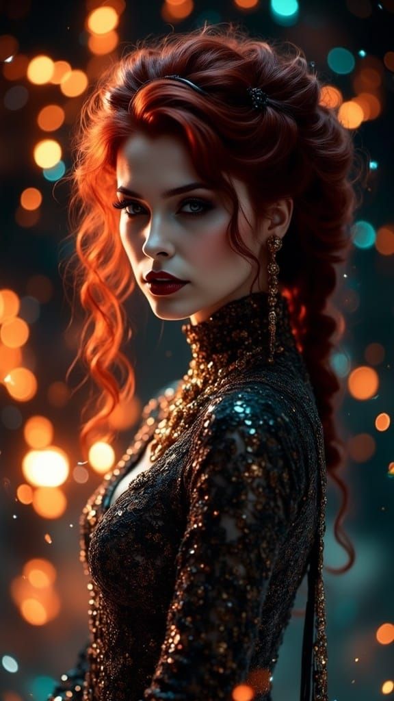 Ethereal Holographic Goddess in Neo-Victorian Splendor