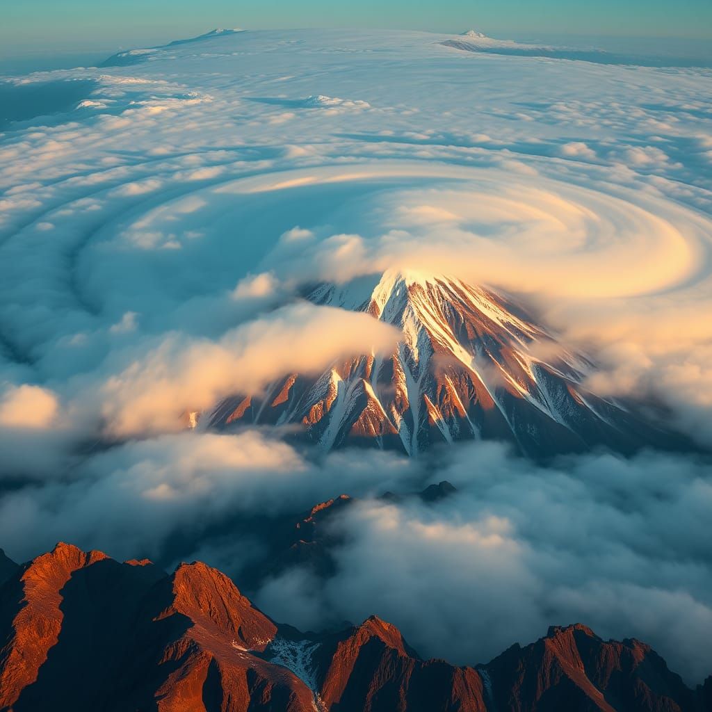 Mount Kilimanjaro Peak in Misty Clouds: Matte Painting