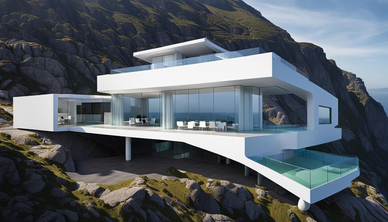 Ultramodern Cliffside House in Stormy Weather