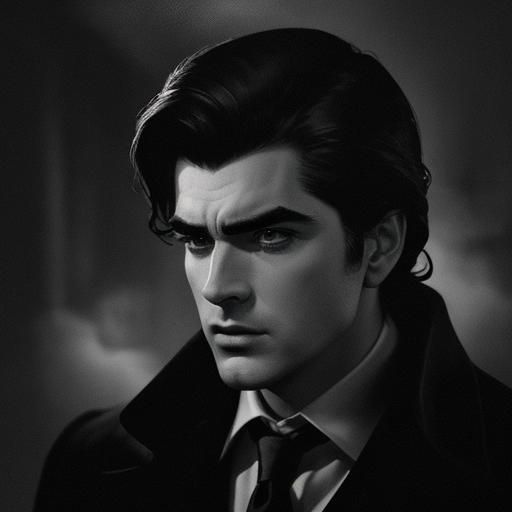 Film Noir Portrait in Dimly Lit Alley