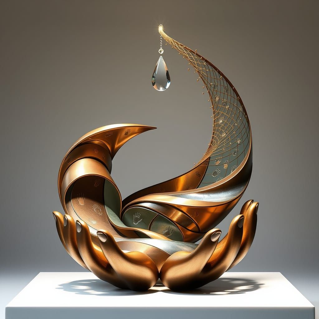 Timeless Motherhood: A Bronze and Glass Sculpture