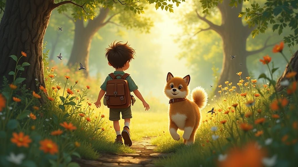 Whimsical Morning Walk in a Vibrant Village