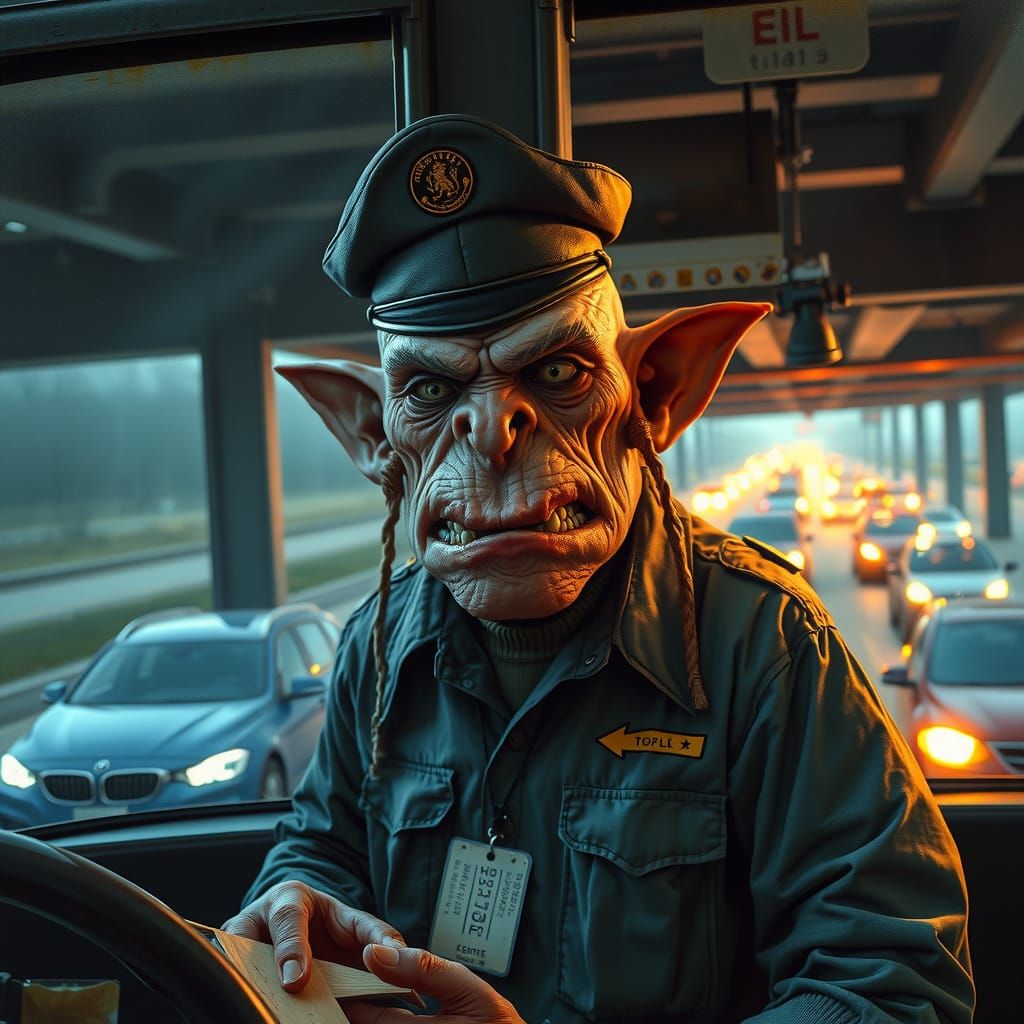 Grotesque Toll Booth Troll in Dark Fantasy Style