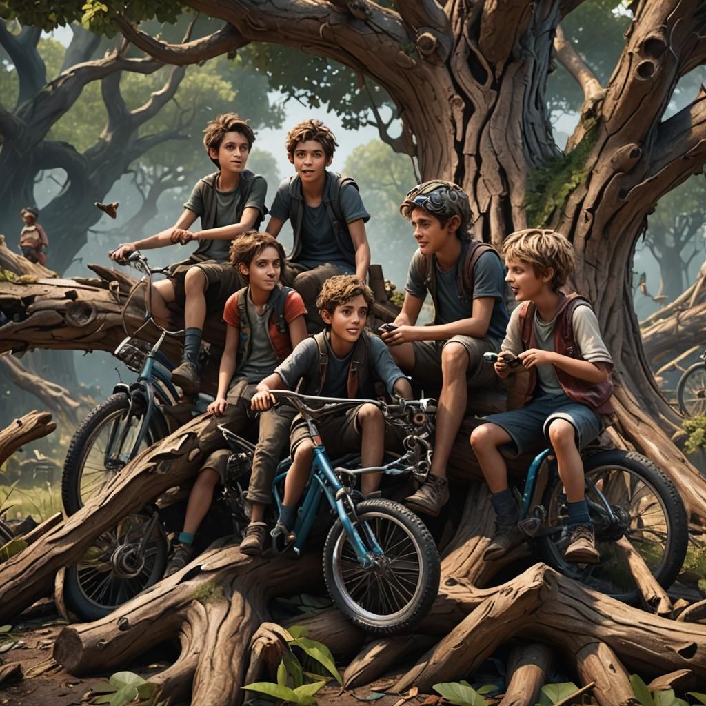Kids Gossiping on Cycle: Detailed Matte Painting