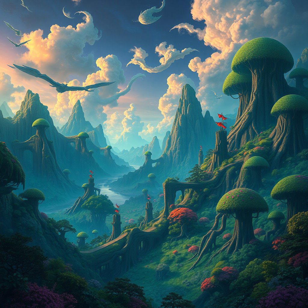 Mystical Realm Landscape in Detailed Matte Painting Style
