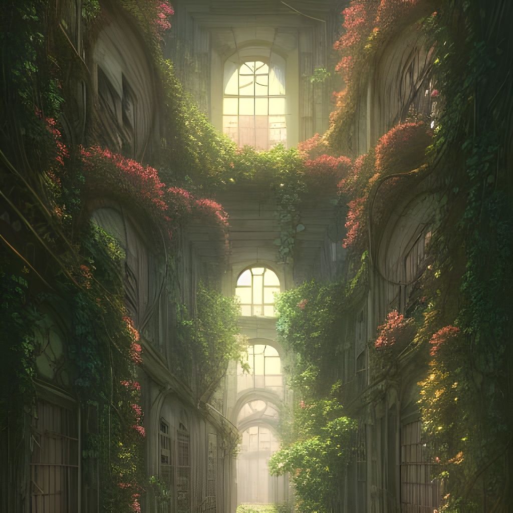 Post-Apocalyptic City Reclaimed by Nature, Anime Style