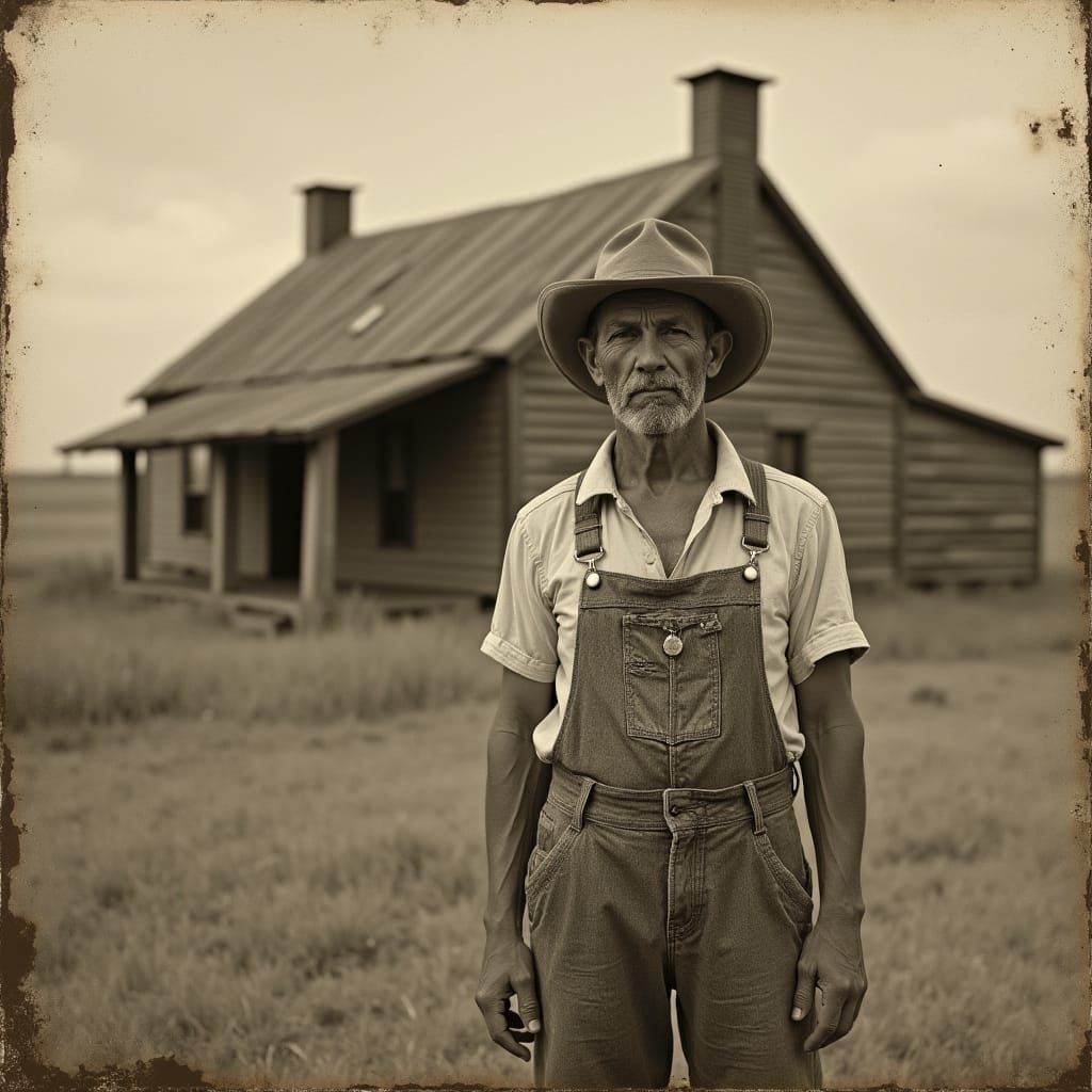 Vintage Style Photo of Man by Rustic House