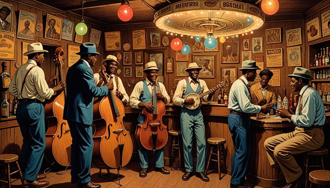 1920s Juke Joint Scene with Patrons