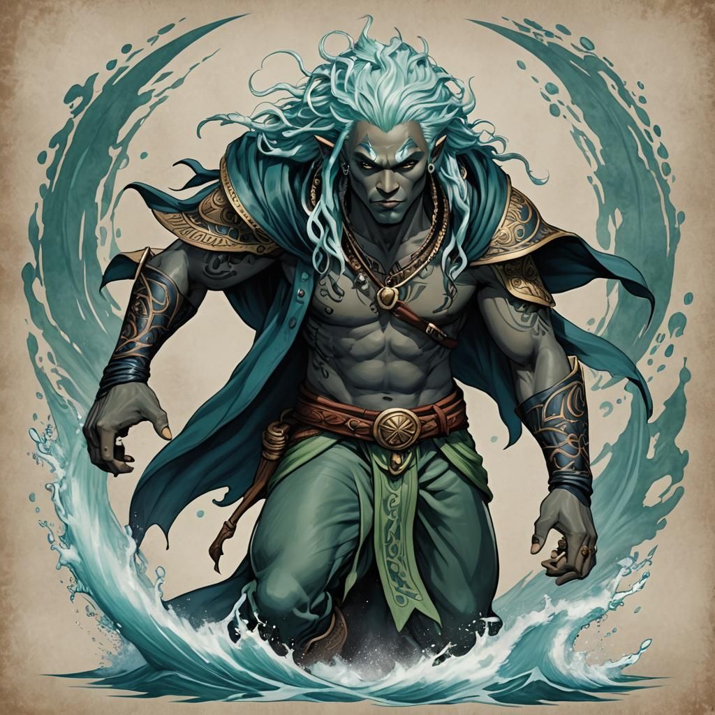 Sea Elf Rogue with Polynesian Tattoos in 3D Anime Art