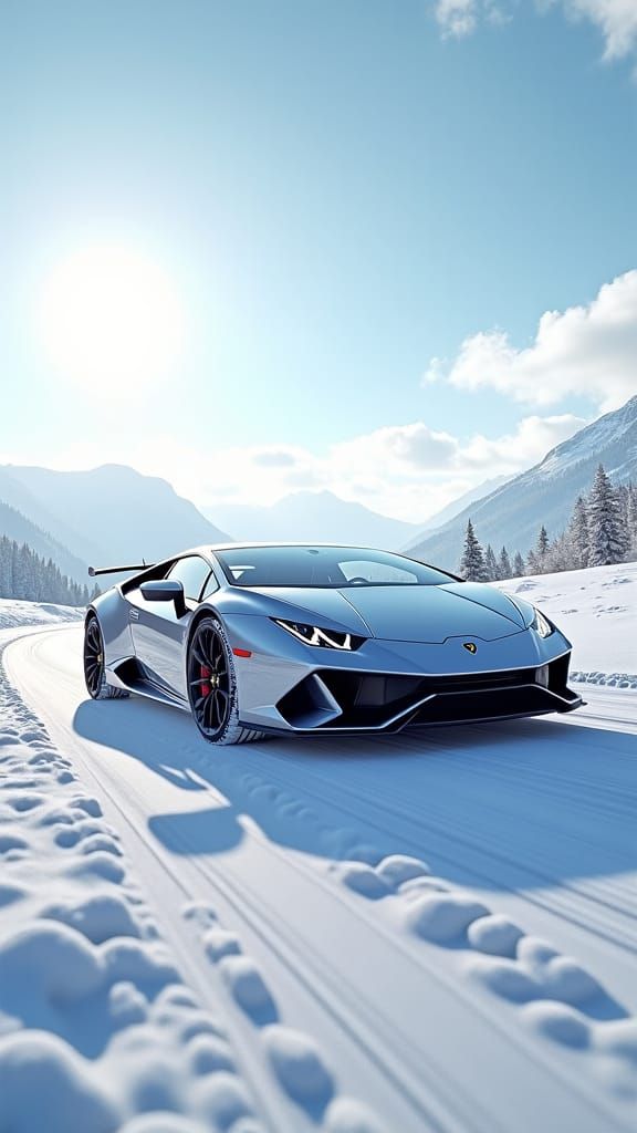 Lamborghini Huracán Performante in Snowy Landscape