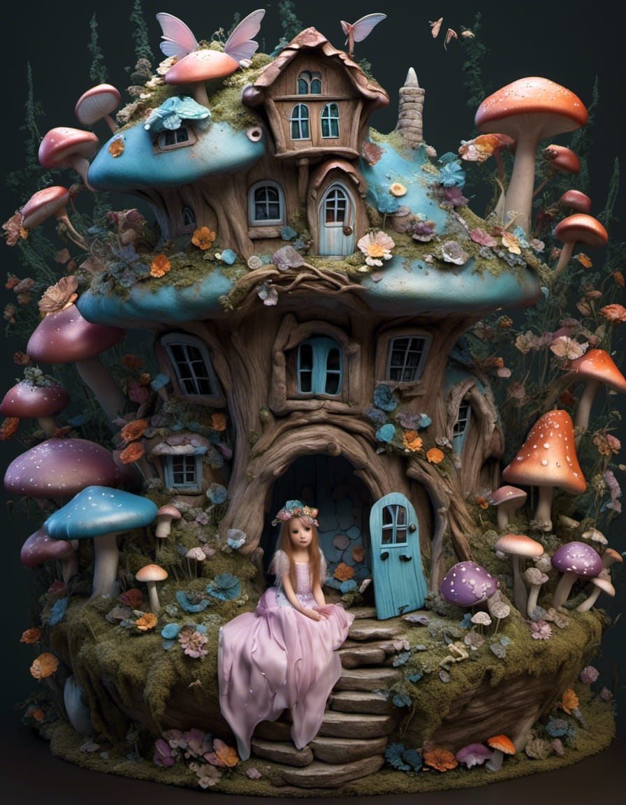 Pastel Fairy on Giant Mushroom in Fantasyland