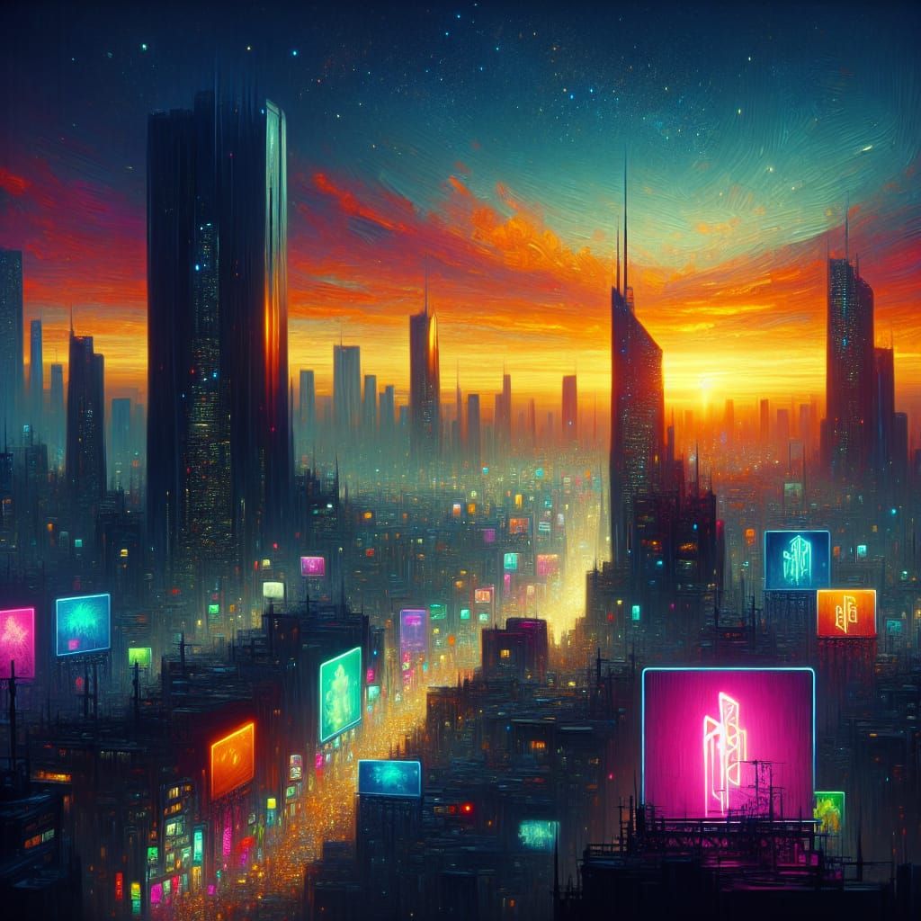 Cyberpunk skyline