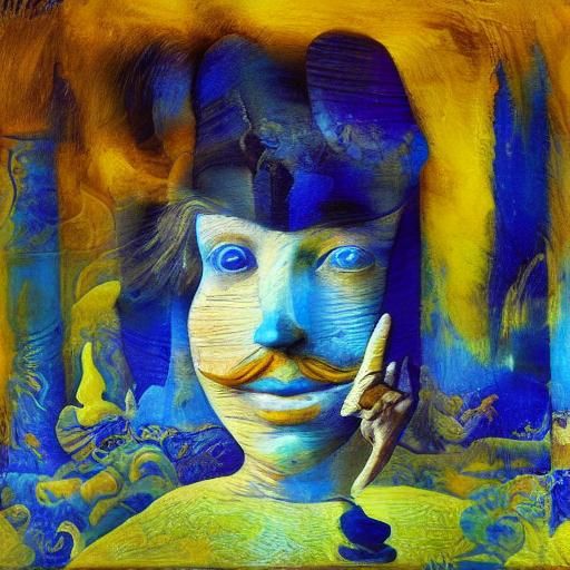 Crying Figure with Invisible Hand in Surreal Portrait