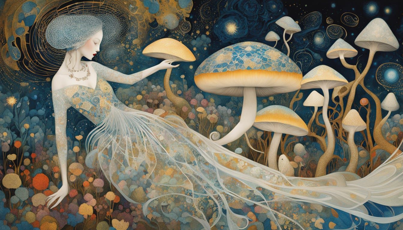 Surreal 1920s Garden with Twins and Bioluminescent Plants