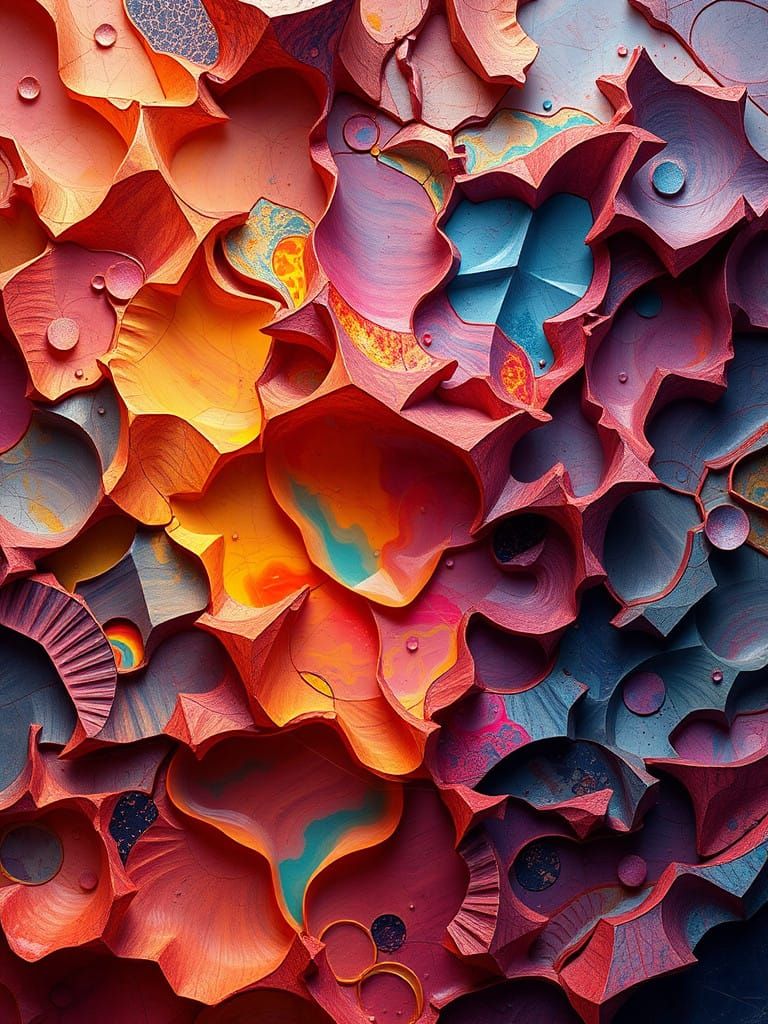 Vibrant Shapes and Textures in a Fantastical Landscape