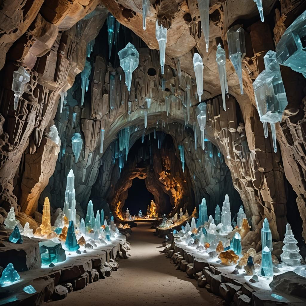 Crystal Cave with Glass Statues