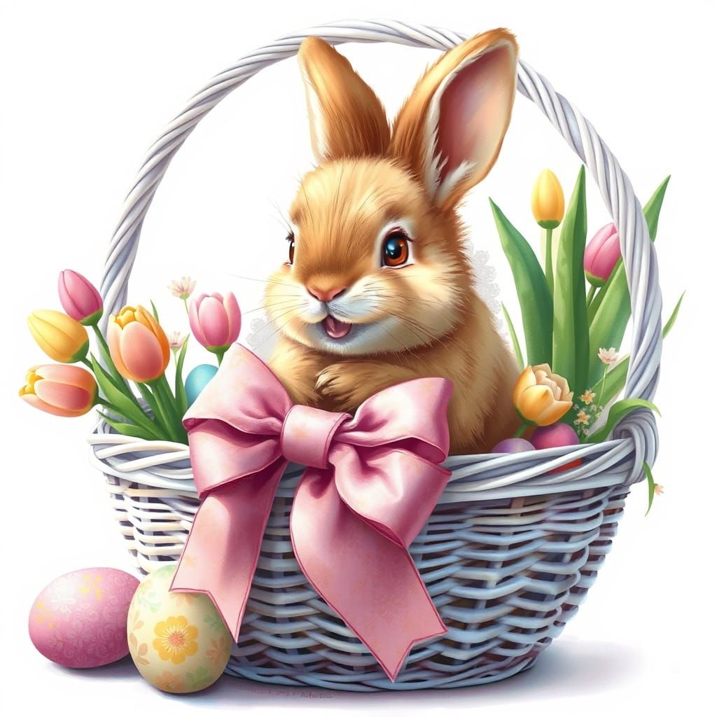 Whimsical Easter Fantasy in Vintage Oil Painting Style