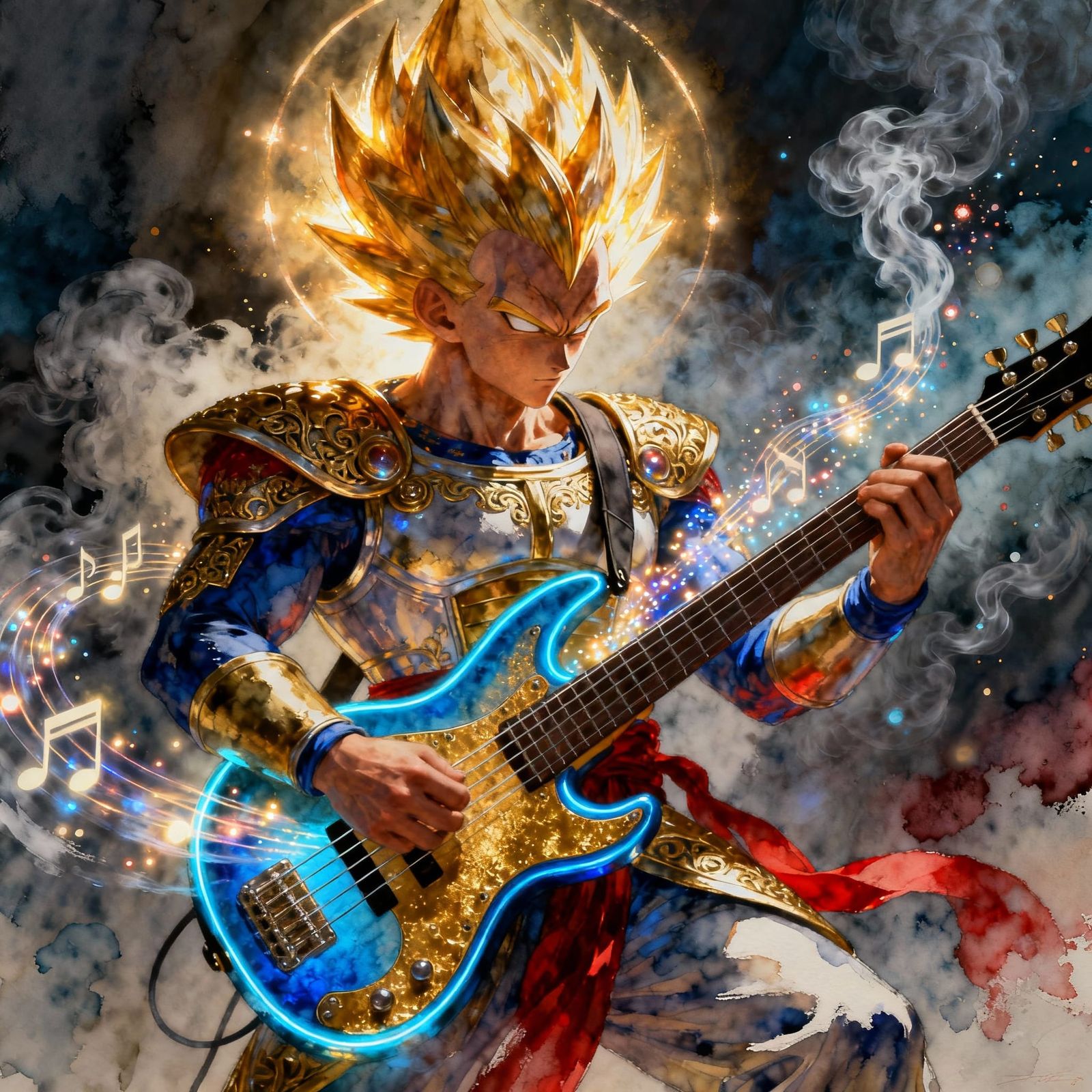 Super Saiyan Vegeta Plays Electric Bass Guitar