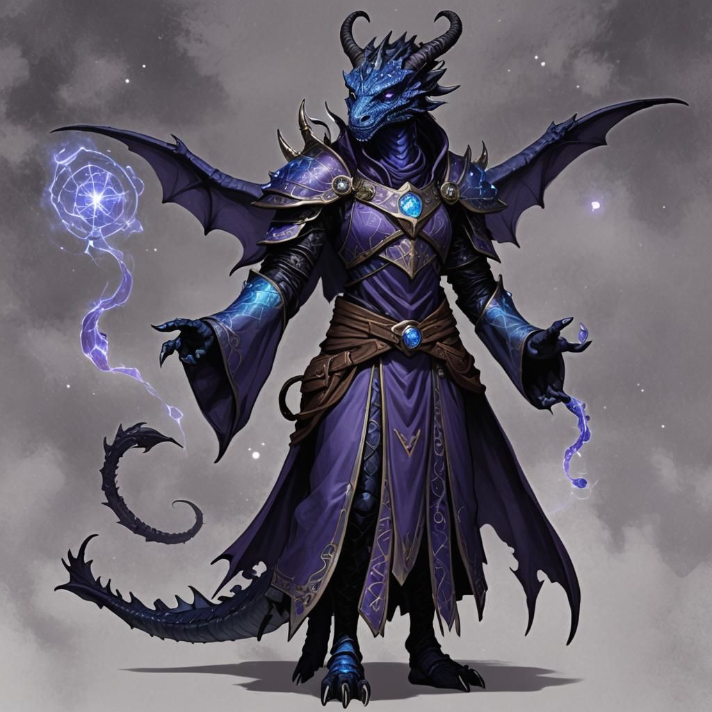 Dragonborn Divination Wizard in Lightning Storm