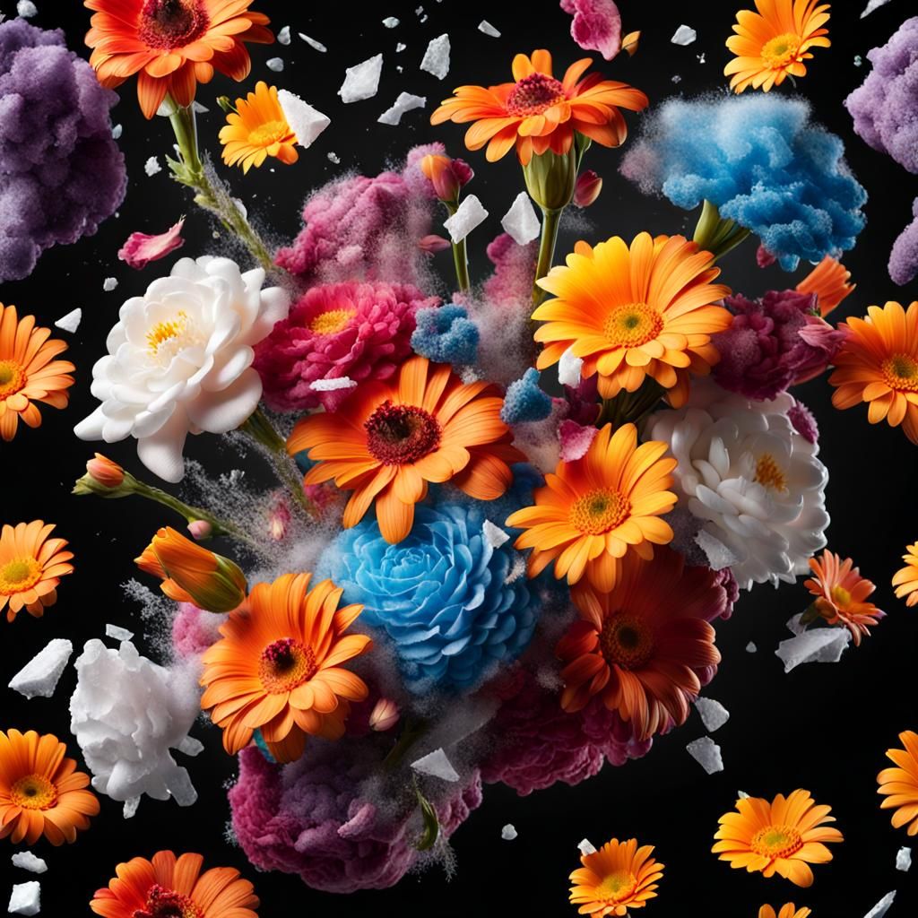 Exploding Bouquet: Frozen Flowers in Motion