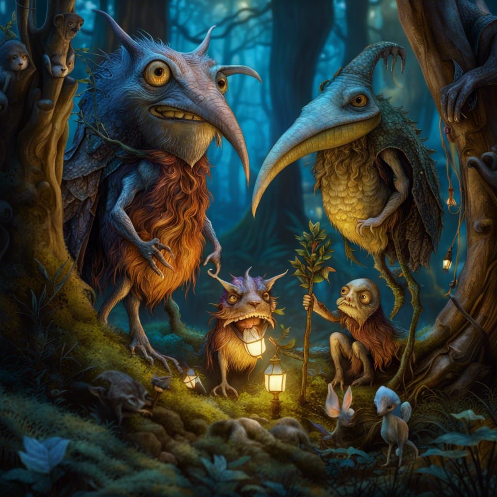 Enchanted Forest Gathering of Strange Creatures