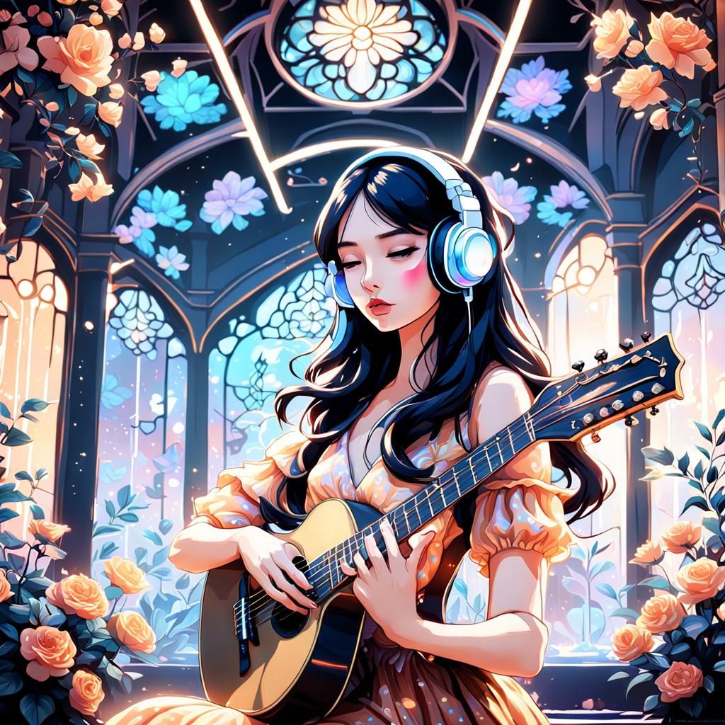 Girl playing guitar